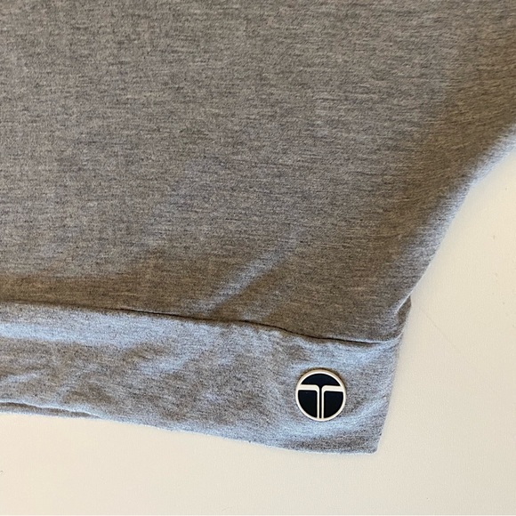 TRINA TURK Recreation Shirt Top Mesh Dolman Sleeve Banded Hem Grey Rayon Medium - Picture 4 of 6